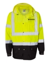 Variant Image for RWJ102-103 - Kishigo Unisex Storm Cover Waterproof Rain Jacket - Widespread - Logo Front & Back - 1C D Black - Website Widespread Rentals