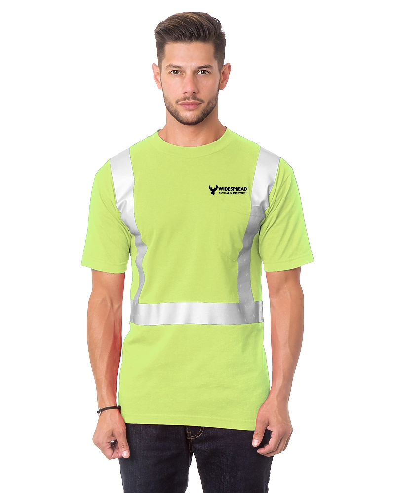 Variant Image for 3772 - Bayside Unisex USA-Made 50/50 High Visibility Pocket T-Shirt - Widespread - Logo F&B - 1C D Black - Website Widespread Rentals