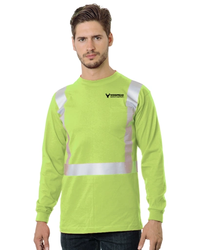 Variant Image for 3782 - Bayside Unisex USA-Made 50/50 Hi-Visibility Long Sleeve Pocket T-Shirt - Widespread - Logo F&B - 1C D Black - Website Widespread Rentals
