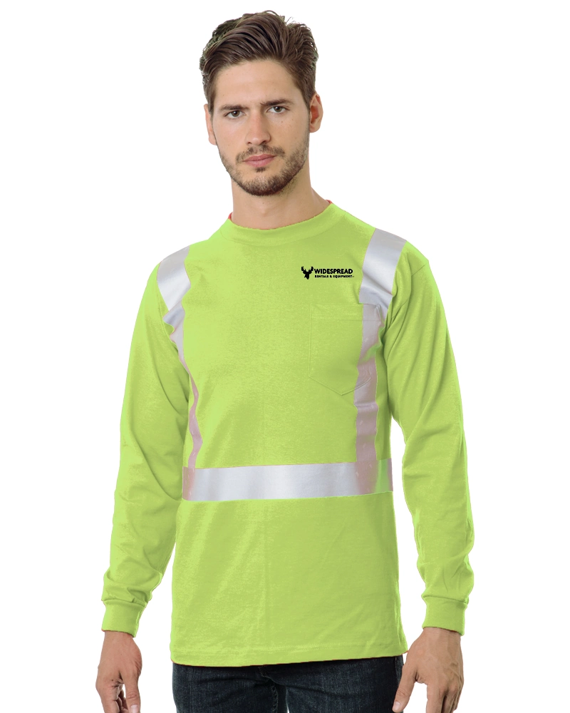 Variant Image for 3782 - Bayside Unisex USA-Made 50/50 Hi-Visibility Long Sleeve Pocket T-Shirt - Widespread - Logo F&B - 1C D Black - Website Widespread Rentals