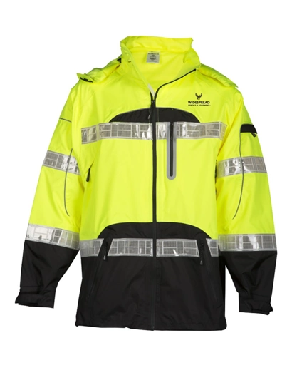 Variant Image for RWJ106-107 - Kishigo Unisex Premium Black Series® Rainwear Jacket  - Widespread - Upright F&B - 1C D Black - Website Widespread Rentals