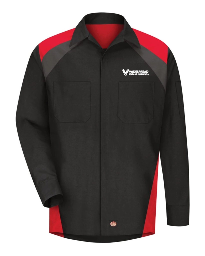 Variant Image for SY18 - Red Kap Men's Long Sleeve Tri-Color Shop Shirt  - Widespread - 1C E - White - Website Widespread Rentals